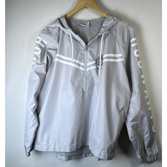 Harry Potter Hogwarts Jacket rain coat hooded Windbreaker Pockets 1/2 Zip large - Picture 1 of 11